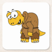 漫画の恐竜の背中。 スクエアペーパーコースター (正面)