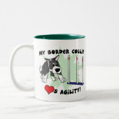 漫画の敏捷のボーダーコリーのマグ ツートーンマグカップ (左)