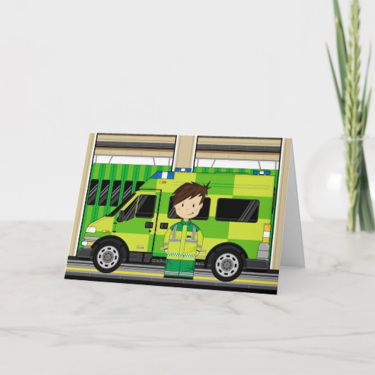 漫画の救急車とEMT カード (正面)