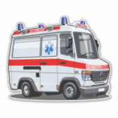 漫画の救急車 シール (正面)