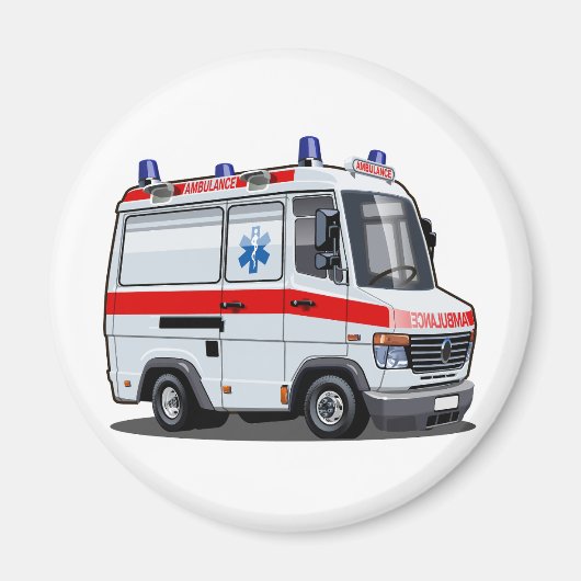 漫画の救急車 マグネット (正面)
