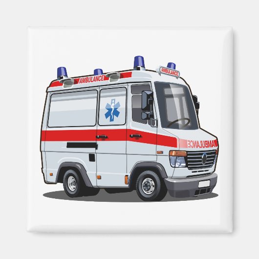 漫画の救急車 マグネット (正面)