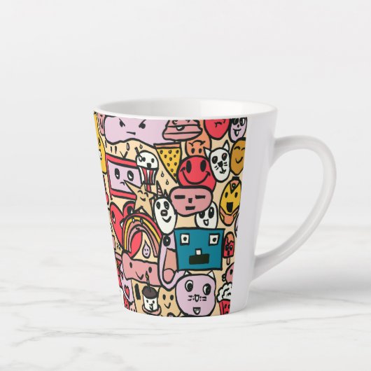 漫画の文字の手描きトスパターン カフェラテマグ (右)