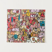 漫画の文字の手描きトスパターン タペストリー (正面(横))