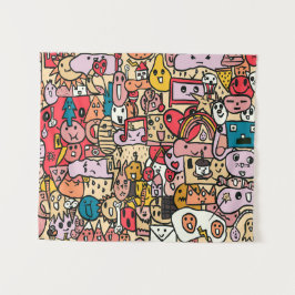 漫画の文字の手描きトスパターン タペストリー