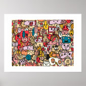 漫画の文字の手描きトスパターン ポスター (正面)