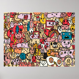 漫画の文字の手描きトスパターン ポスター