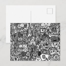 漫画の文字の手描きトスパターン ポストカード