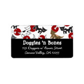 漫画の斑点のある犬と骨かわいいおもしろいアドレス ラベル (正面)