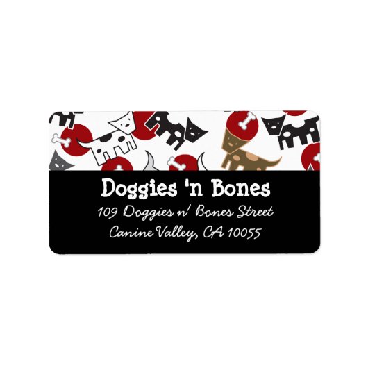 漫画の斑点のある犬と骨かわいいおもしろいアドレス ラベル (正面)