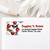 漫画の斑点のある犬と骨かわいいおもしろいラベル ラベル (インサイチュ)