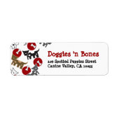 漫画の斑点のある犬と骨かわいいおもしろいラベル ラベル (正面)