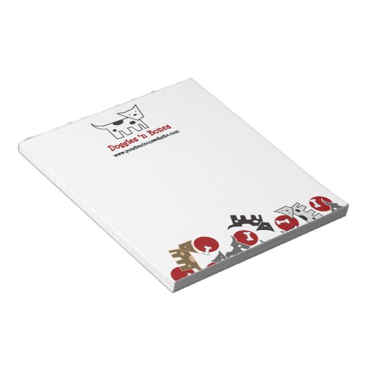 漫画の斑点のある犬と骨かわいいおもしろい子犬 ノートパッド (アングル)