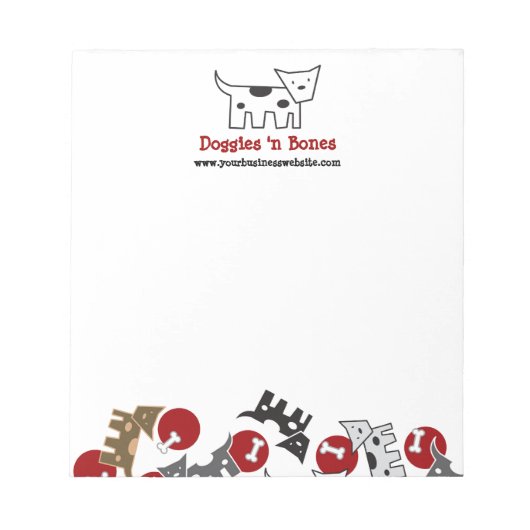 漫画の斑点のある犬と骨かわいいおもしろい子犬 ノートパッド (正面)