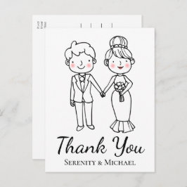 漫画の新婦お洒落の結婚感謝 ポストカード