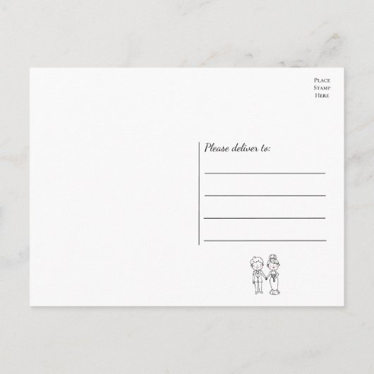 漫画の新婦お洒落の結婚感謝 ポストカード (裏面)