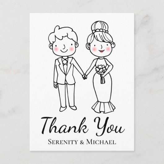 漫画の新婦お洒落の結婚感謝 ポストカード (正面)