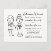 漫画の新婦白黒結婚のリハーサル インビテーションポストカード (正面)