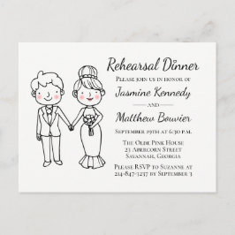 漫画の新婦白黒結婚のリハーサル インビテーションポストカード