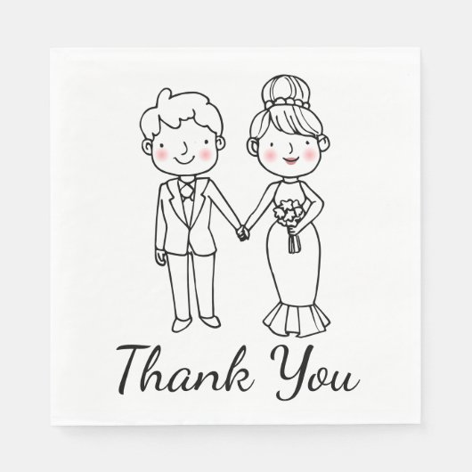 漫画の新郎新婦ありがとうござお洒落いま結婚す スタンダードランチョンナプキン (正面)