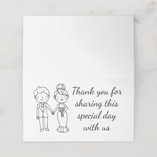 漫画の新郎新婦ありがとう白黒 結婚ズ プレイスカード (外部開封)