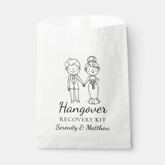 漫画の新郎新婦お洒落の結婚二日酔いキット フェイバーバッグ (正面)