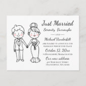漫画の新郎新婦たった今結婚しました結婚ズ 案内ポストカード (正面)