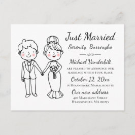 漫画の新郎新婦たった今結婚しました結婚ズ 案内ポストカード