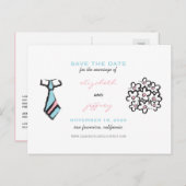 漫画の新郎新婦の結婚式の日付はがきを保存 案内ポストカード (正面/裏面)