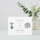 漫画の新郎新婦の結婚式の日付はがきを保存 案内ポストカード (スタンド正面)