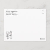 漫画の新郎新婦の結婚式の日付を保存結婚する ポストカード (裏面)