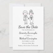 漫画の新郎新婦の結婚式の日付を保存結婚する 招待状 (正面)