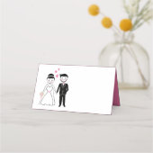 漫画の新郎新婦ピンクの結婚披露宴 プレイスカード (正面)