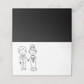 漫画の新郎新婦ブラックウェディングパーティー プレイスカード (外部開封)