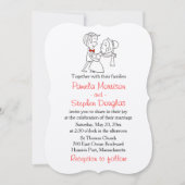 漫画の新郎新婦ブラック、ホワイト&レッド結婚ズ 招待状 (正面)