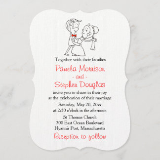 漫画の新郎新婦ブラック、ホワイト&レッド結婚ズ 招待状