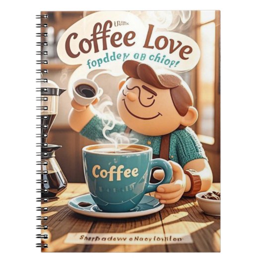 漫画の暖かい居心地の良いカフェコーヒー愛好家スタイル ノートブック (正面)