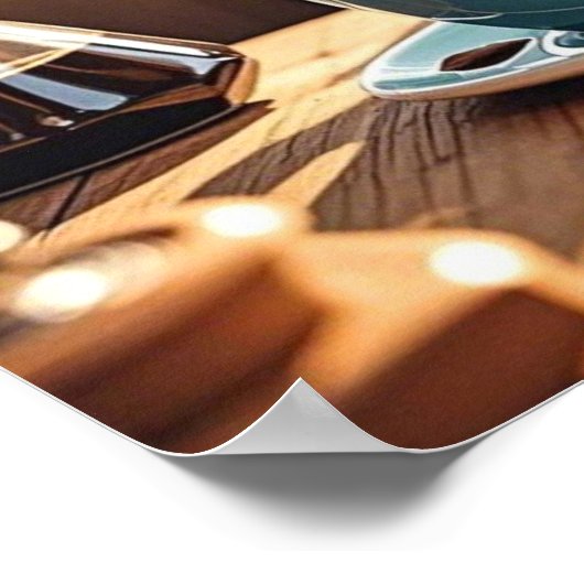 漫画の暖かい居心地の良いカフェコーヒー愛好家スタイル ポスター (角)