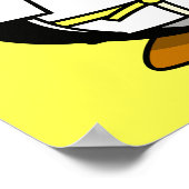 漫画の柔道ペンギン黄色の背景 ポスター (角)