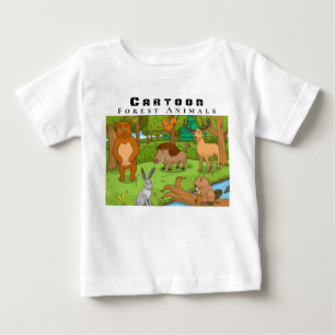 漫画の森の動物をパーソナライズ ベビーTシャツ