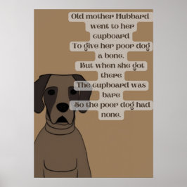 漫画の楽しい古いマザー・ハバードの童謡 ポスター