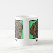 漫画の正方形のBrindleマスティフ コーヒーマグカップ (中央)