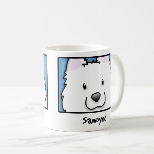 漫画の正方形のSamoyed コーヒーマグカップ (正面右)