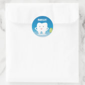 漫画の歯、フロス歯科シール ラウンドシール (バッグ)