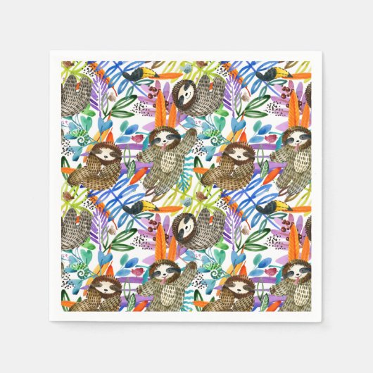 漫画の水の色のスロスパターン スタンダードカクテルナプキン (正面)