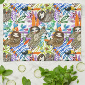 漫画の水彩画の怠惰パターン キッチンタオル (折り畳み)