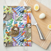 漫画の水彩画の怠惰パターン キッチンタオル (四つ折り)