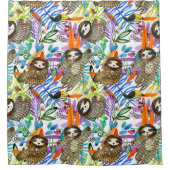 漫画の水彩画の怠惰パターン シャワーカーテン (正面)