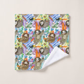 漫画の水彩画の怠惰パターン バスタオルセット (ウォッシュタオル)