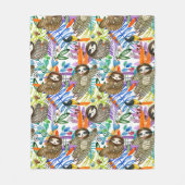 漫画の水彩画の怠惰パターン フリースブランケット (正面)